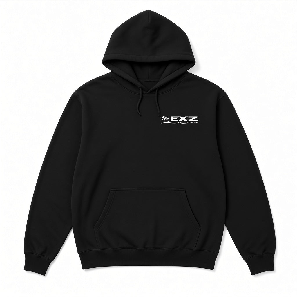 EXZMOTO hoodie front - EXZ MOTO chest logo